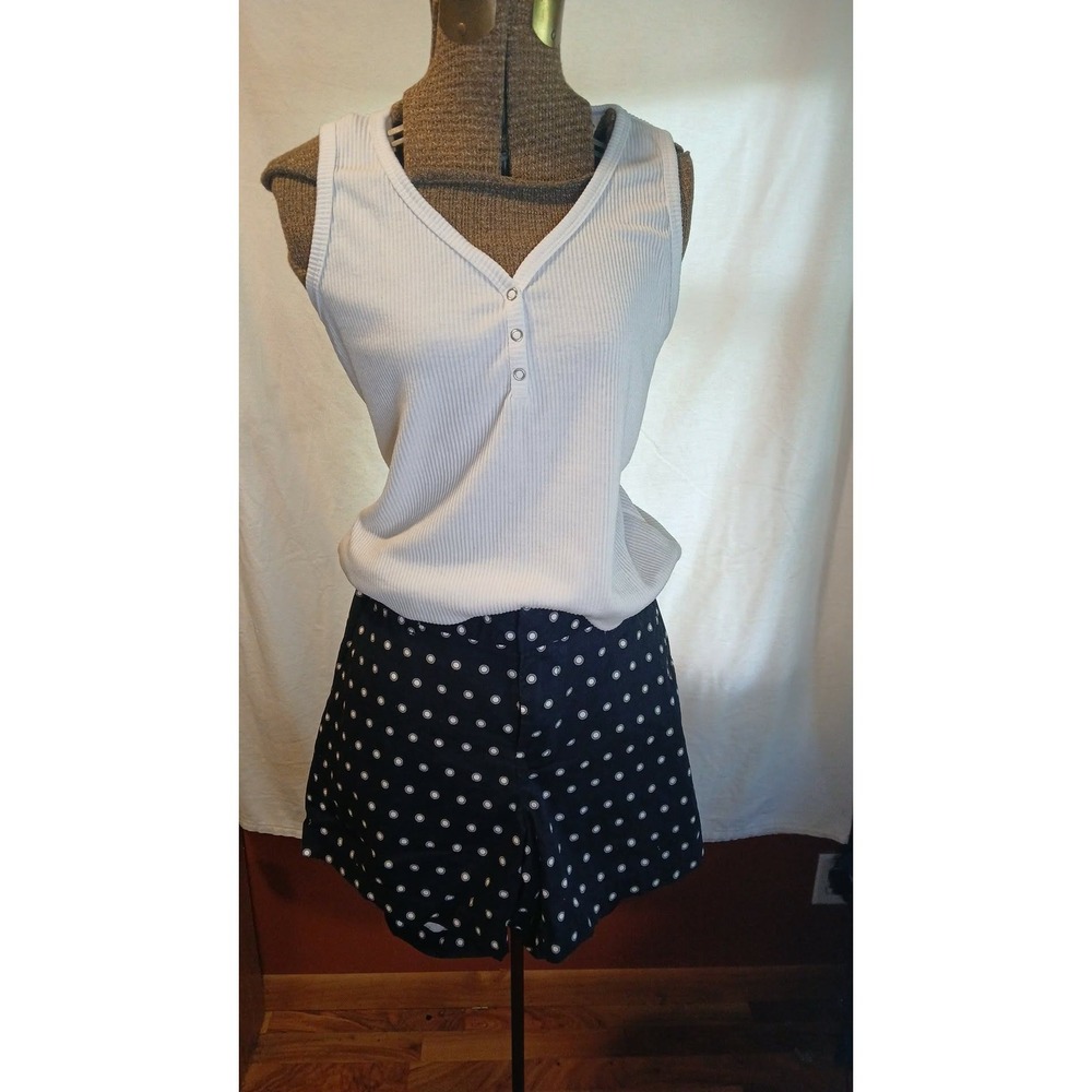 Tommy Hilfiger Womens Navy Blue Polka Dot Shorts Size 10 Casual Summer Preppy